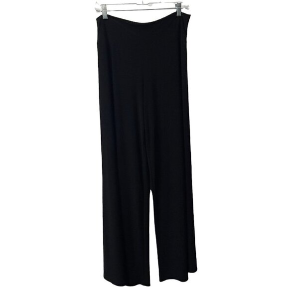 Clara Sun Woo Solid Black Palazzo Pants Wide Leg High Rise Pull On Stretch XL - Picture 1 of 10